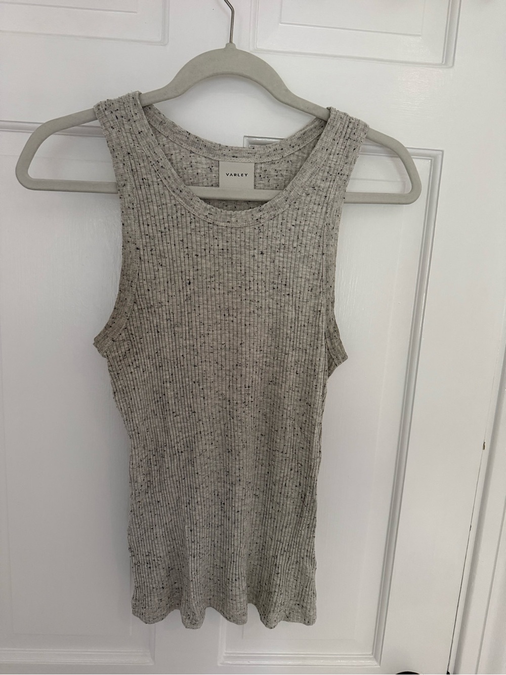 Varley Heathered Light Gray Ribbed Tank